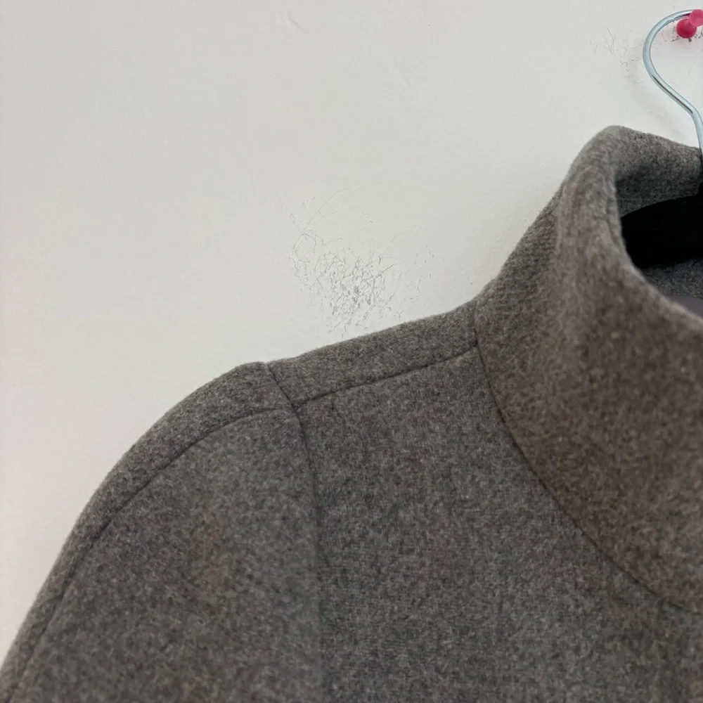 J Crew Mercantile Wool Blend Gray Overcoat Full Zip Old Money Preppy Size 0 - Picture 4 of 13